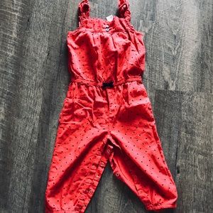 Girls Carters Red Heart Jumpsuit- Size 24 Months
